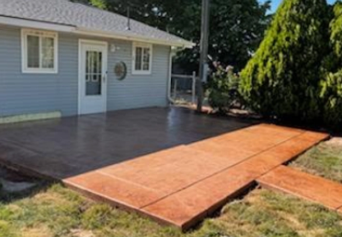 decorative concrete concrete path texture red service backyard close up nampa id