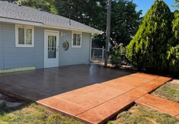 stamped concrete patio outside a house nampa id