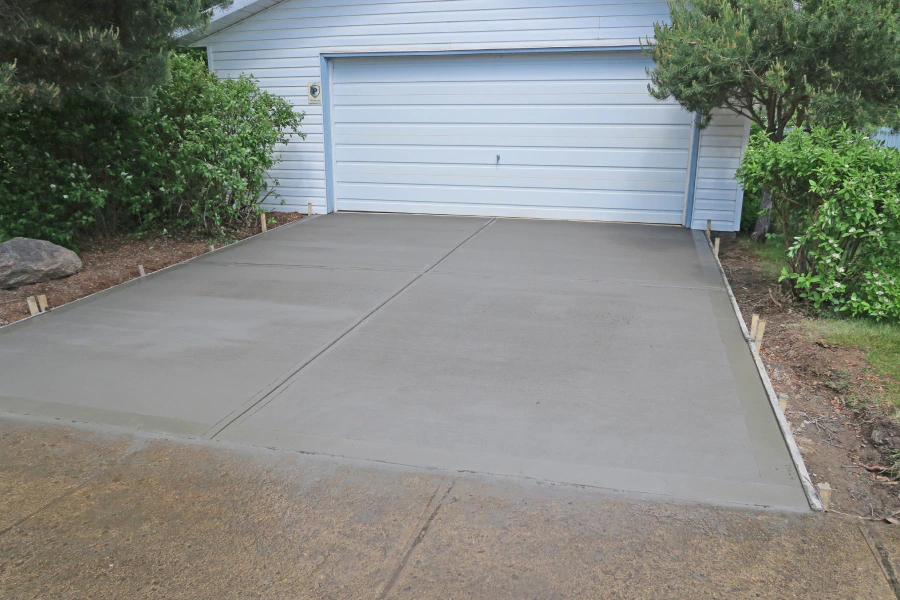 concrete driveway installed outside a garage boise id